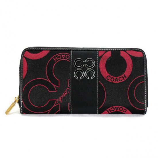 Coach Waverly Flower Charm Large Red Black Wallets EEJ Coach Waverly Flower Charm Large Red Black Wallets EEJ